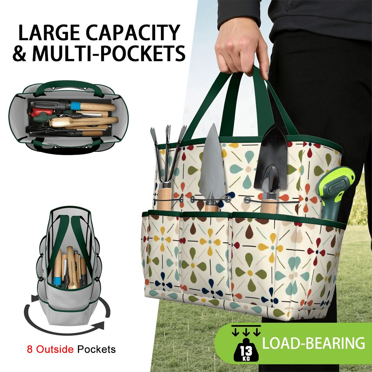 Kate McEnroe New York Retro Mid Century Modern Geometric Floral Garden Tool Tote BagGarden Tool BagnaPWtt8Qns
