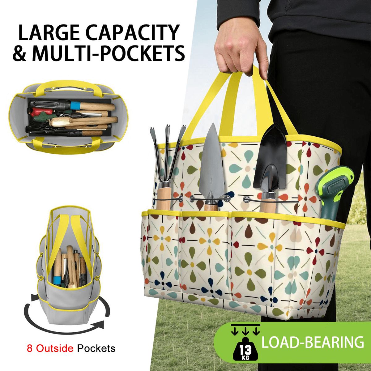 Kate McEnroe New York Retro Mid Century Modern Geometric Floral Garden Tool Tote BagGarden Tool BagnaPWtt8Qns