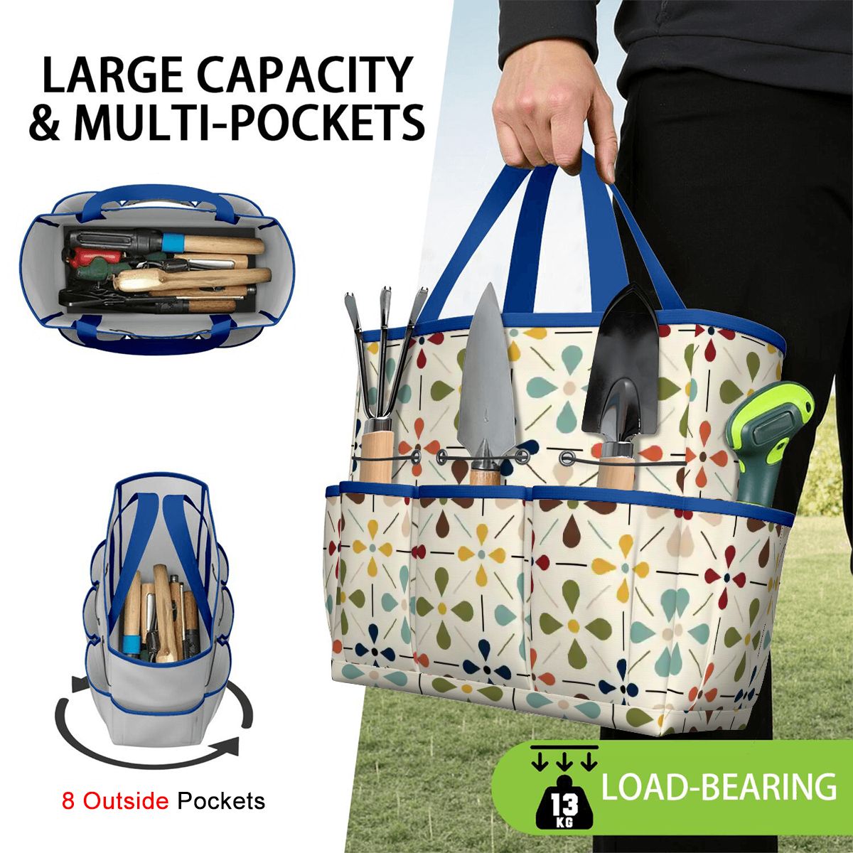 Kate McEnroe New York Retro Mid Century Modern Geometric Floral Garden Tool Tote BagGarden Tool BagnaPWtt8Qns