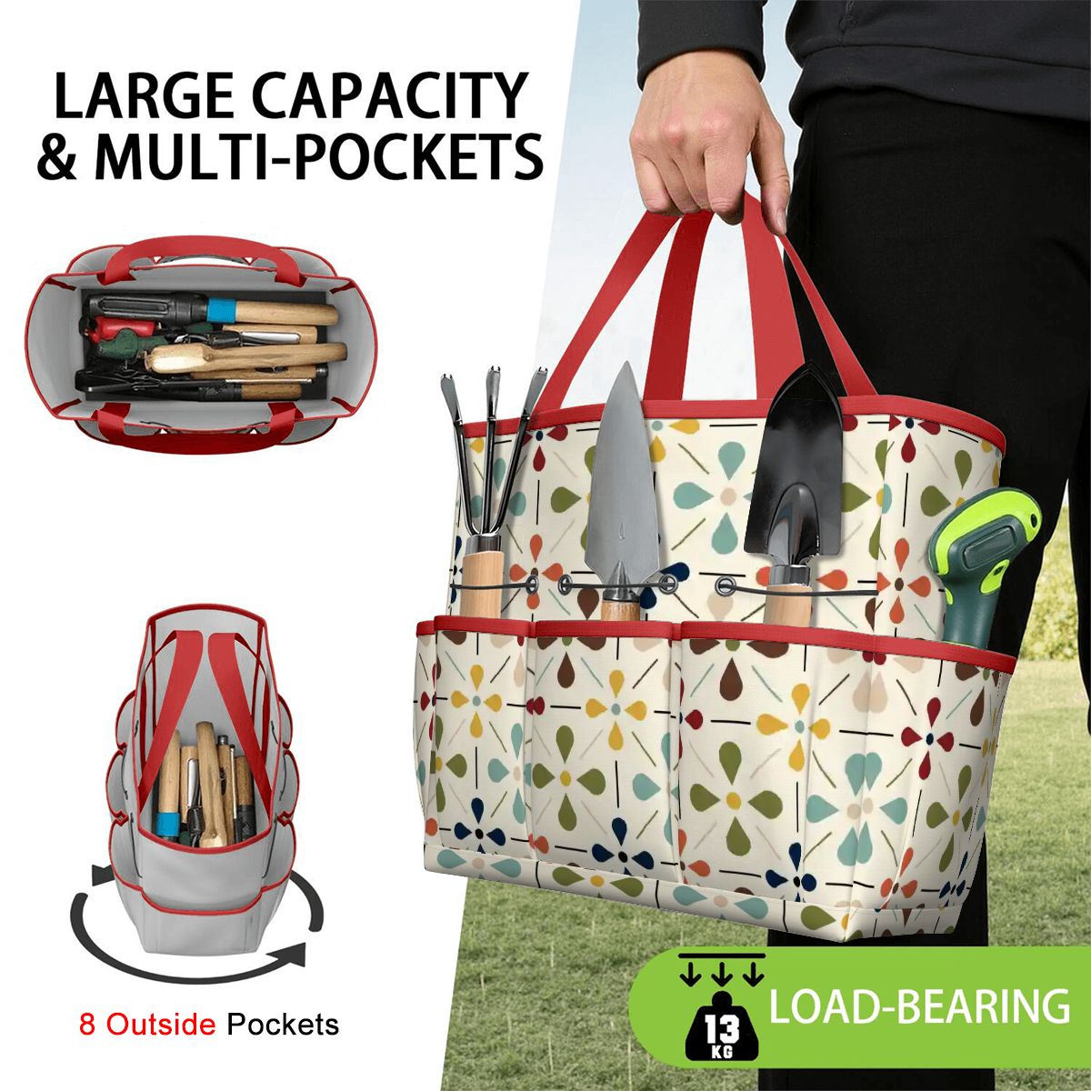 Kate McEnroe New York Retro Mid Century Modern Geometric Floral Garden Tool Tote BagGarden Tool BagnaPWtt8Qns