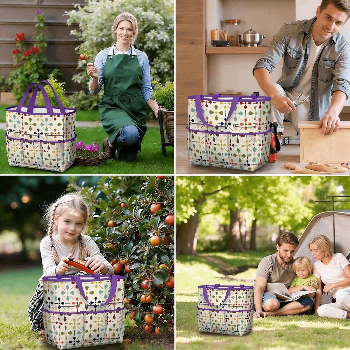 Kate McEnroe New York Retro Mid Century Modern Geometric Floral Garden Tool Tote BagGarden Tool BagnaPWtt8Qns