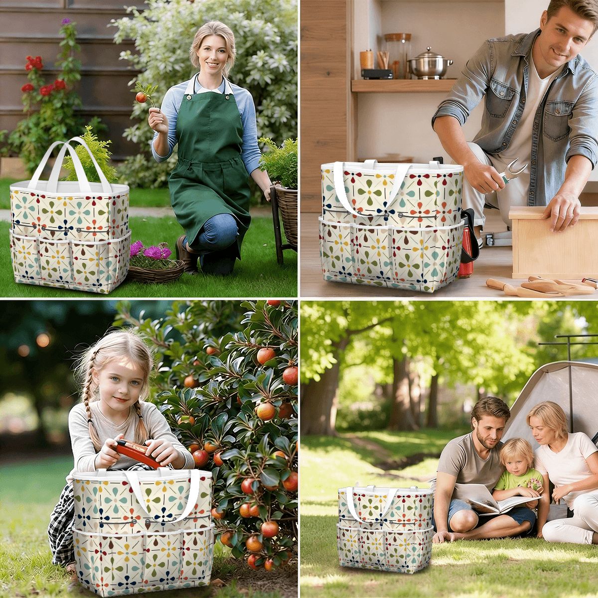 Kate McEnroe New York Retro Mid Century Modern Geometric Floral Garden Tool Tote BagGarden Tool BagnaPWtt8Qns