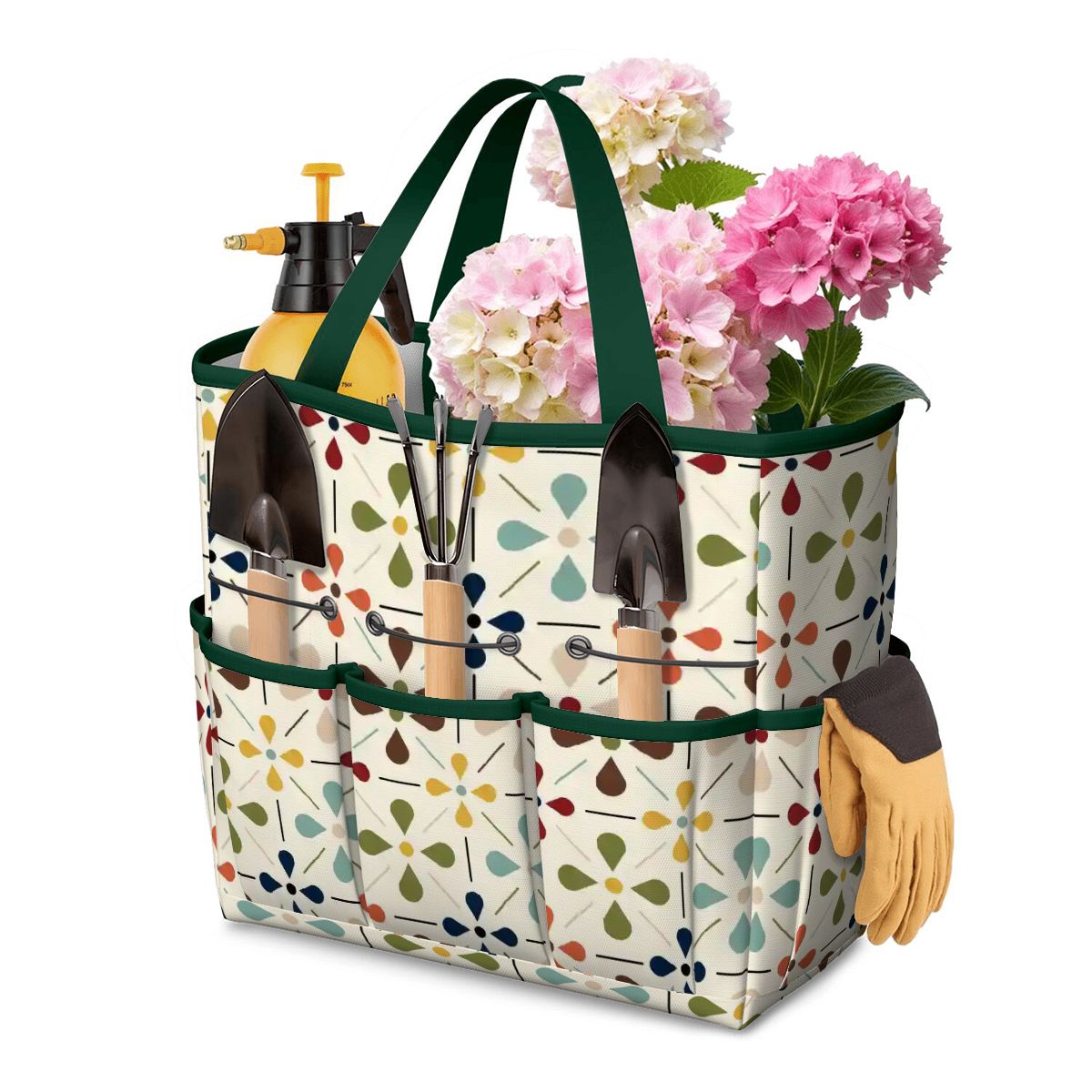 Kate McEnroe New York Retro Mid Century Modern Geometric Floral Garden Tool Tote BagGarden Tool BagU9PHskdWGW