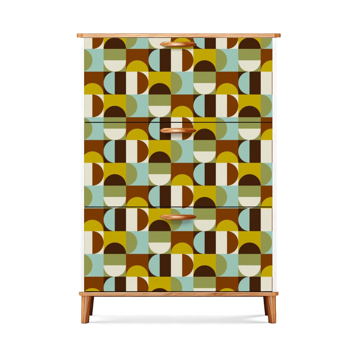 Kate McEnroe New York Retro Mid Century Modern Geometric Shoe Cabinet, MCM Entryway Storage Organizer, 70s Style Mudroom UnitShoe StorageUuOBihflAJ