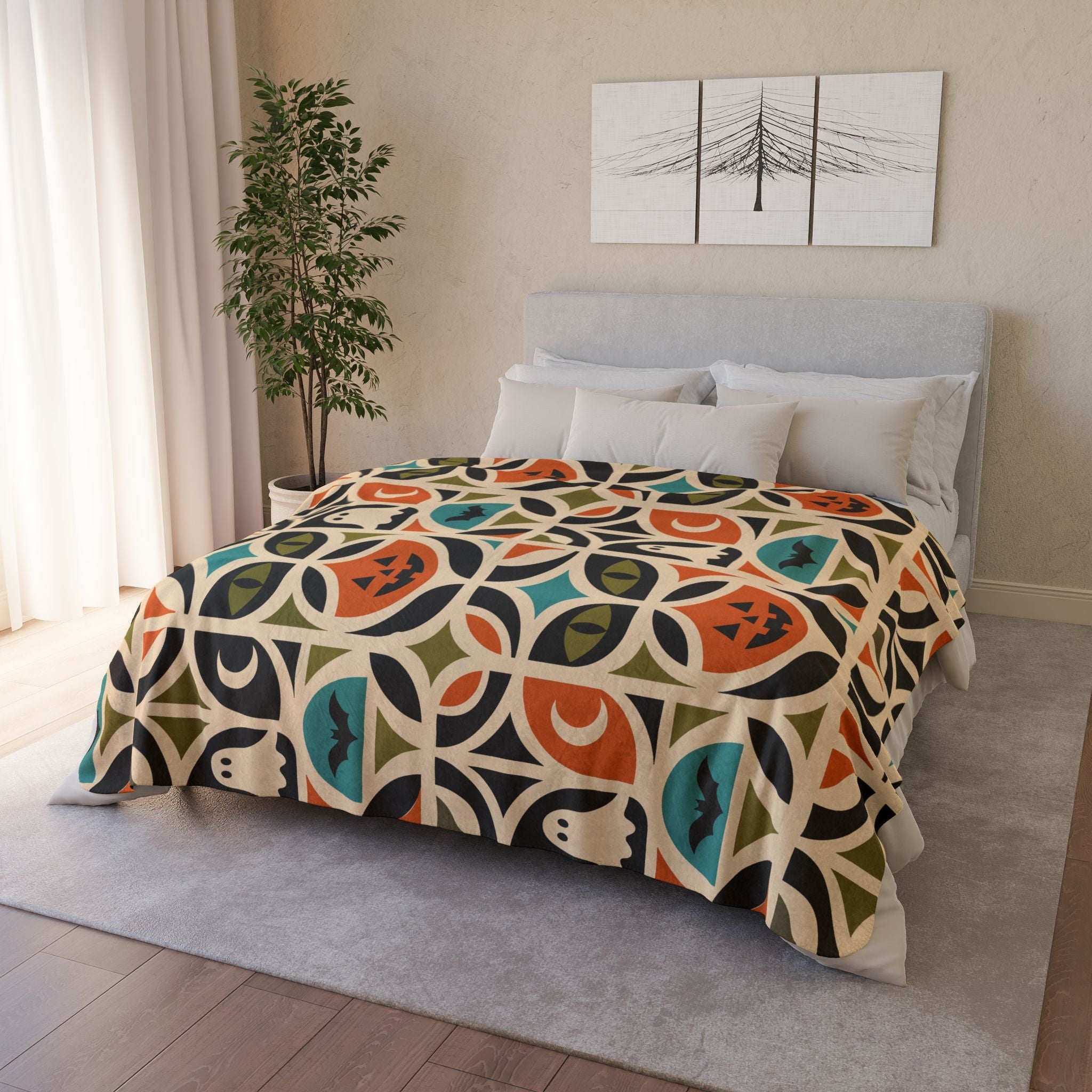 Kate McEnroe New York Retro Mid Century Modern Halloween Throw BlanketBlankets32382473140417237770