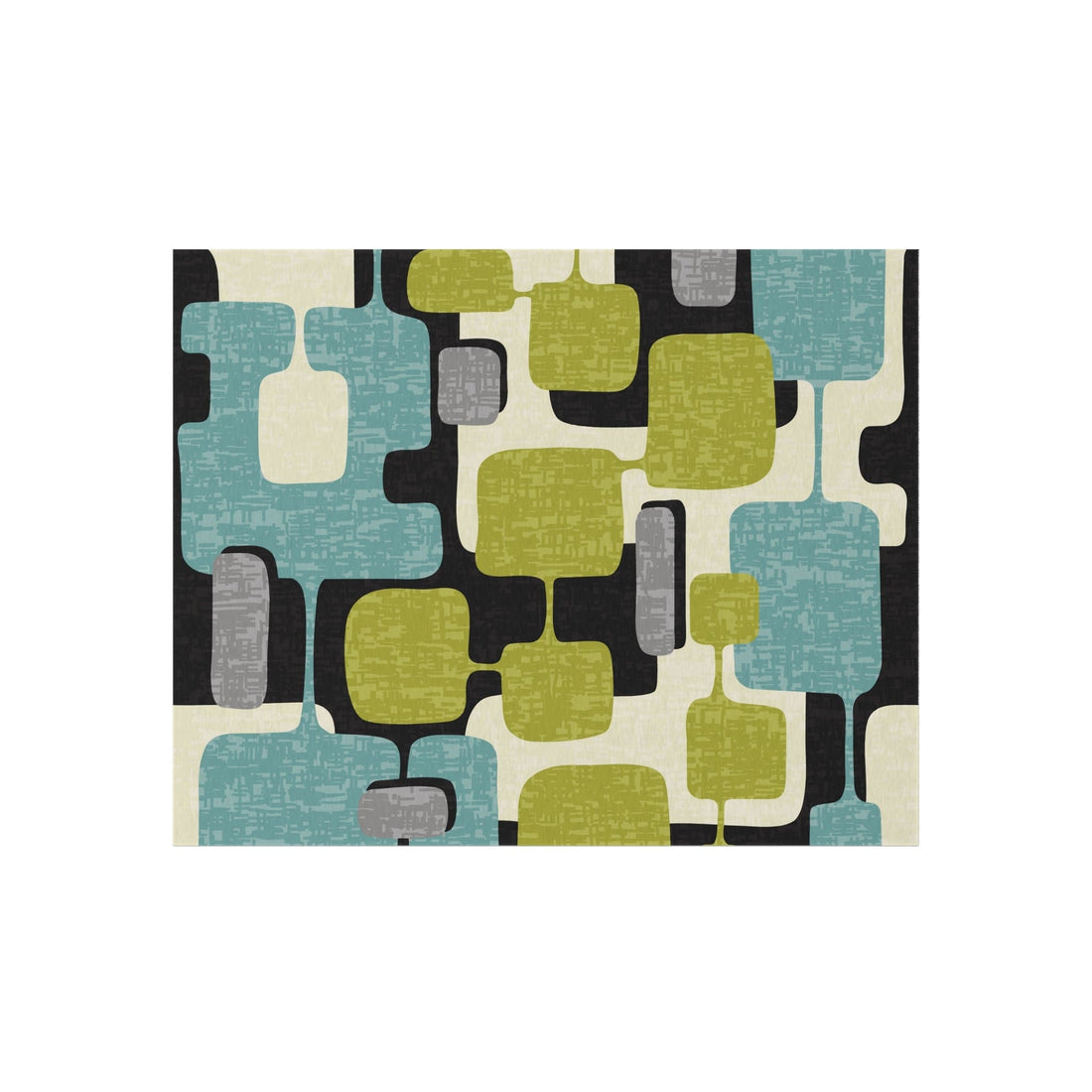 Kate McEnroe New York Retro Mid Century Modern Indoor - Outdoor Area Rug, MCM Teal, Lime Green, Gray, Cream Geometric Abstract Porch Patio Accent RugRugs11965609496230088632