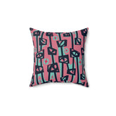 Kate McEnroe New York Retro Mid Century Modern Pink Teal Tiki Totem Abstract Throw PillowThrow Pillows17599226699285681851