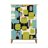Kate McEnroe New York Retro Mid Century Modern Shoe Cabinet, Geometric Green Blue Black Storage Unit, MCM Entryway OrganizerShoe Storage2DhVZqOHXF