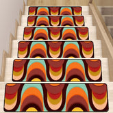 Kate McEnroe New York Retro Mid Century Modern Stair Treads, 70s Groovy Wave Pattern Non - Slip MatsStair TreadsSUeilu9bln