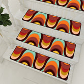 Kate McEnroe New York Retro Mid Century Modern Stair Treads, 70s Groovy Wave Pattern Non - Slip MatsStair TreadsSUeilu9bln