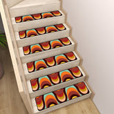 Kate McEnroe New York Retro Mid Century Modern Stair Treads, 70s Groovy Wave Pattern Non - Slip MatsStair TreadsSUeilu9bln