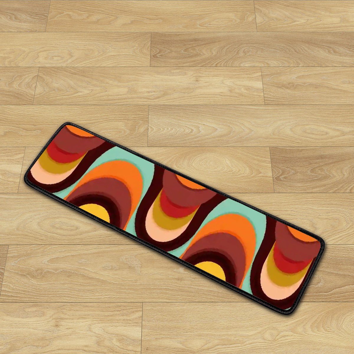 Kate McEnroe New York Retro Mid Century Modern Stair Treads, 70s Groovy Wave Pattern Non - Slip MatsStair TreadsSUeilu9bln