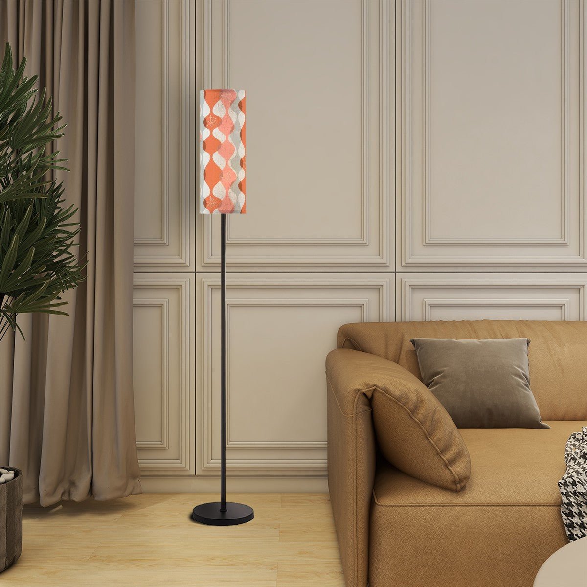 Kate McEnroe New York Retro Mid Century Modern Starburst Cylinder Floor Lamp, 50s Abstract Wave Design LightingFloor LampsnHeVd6YCQn