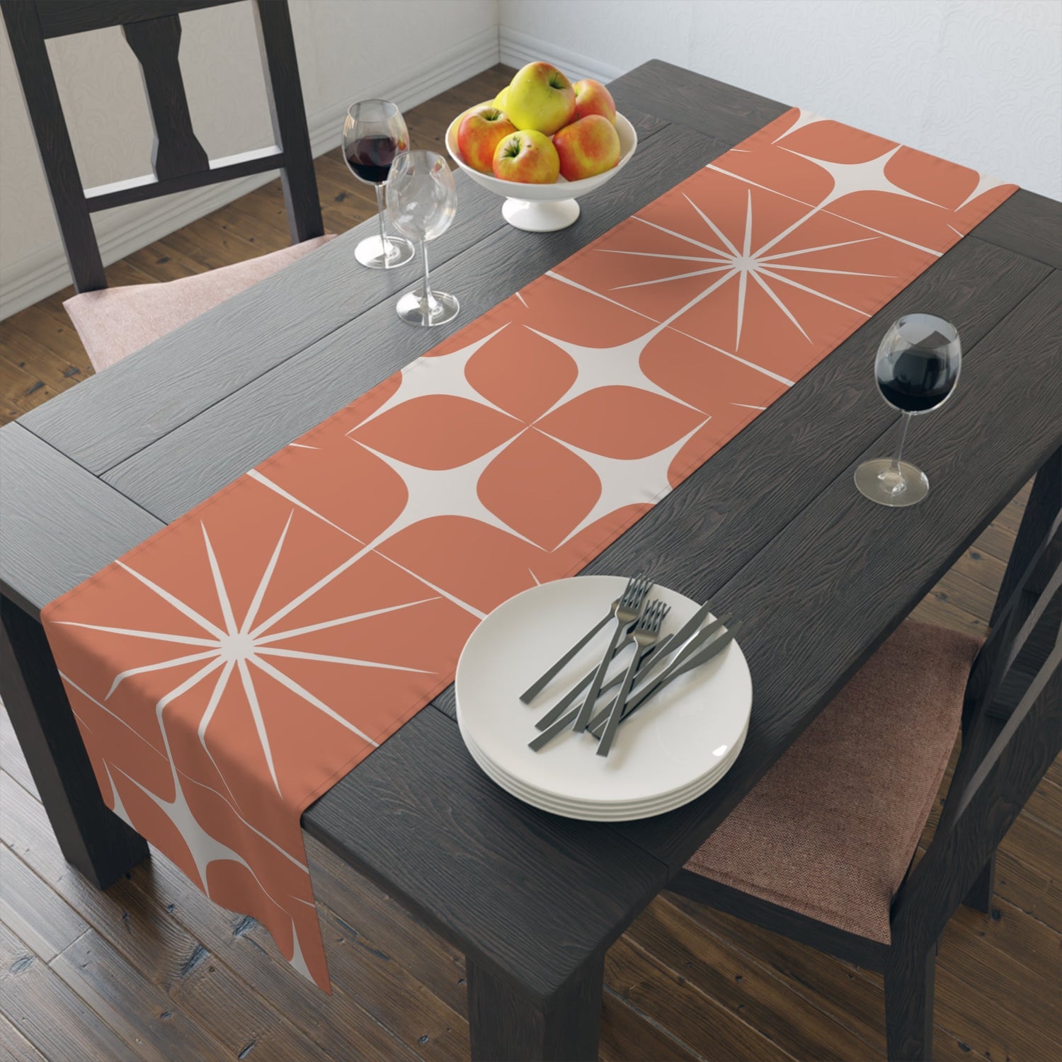 Kate McEnroe New York Retro Mid Century Modern Table Runner, 16x72 Inch, Atomic Starburst Dining DecorTable Runners23020533591115935325