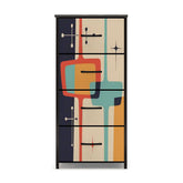 Kate McEnroe New York Retro Mid Century Modern Tall Drawer Chest, Atomic Starburst Storage Cabinet, Geometric MCM Accent DresserDressersHyojifkudT