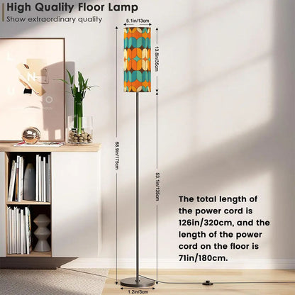 Kate McEnroe New York Retro Mid Century Modern Tall Floor Lamp, Geometric Mod Accent Lighting Orange Blue YellowFloor LampscKg43y6Gt4