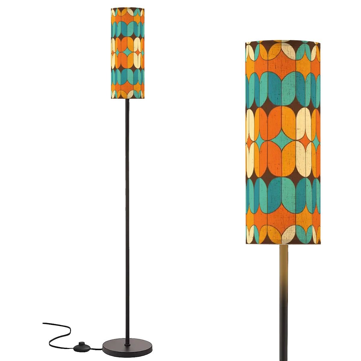 Kate McEnroe New York Retro Mid Century Modern Tall Floor Lamp, Geometric Mod Accent Lighting Orange Blue YellowFloor LampscKg43y6Gt4