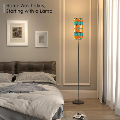 Kate McEnroe New York Retro Mid Century Modern Tall Floor Lamp, Geometric Mod Accent Lighting Orange Blue YellowFloor LampscKg43y6Gt4