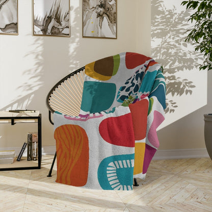 Kate McEnroe New York Retro Mid Century Modern Throw Blanket, 1950s Mid Mod Amoeba, Geometric Abstract Velveteen Minky BlanketBlankets18974639723243815997