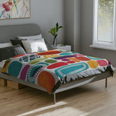 Kate McEnroe New York Retro Mid Century Modern Throw Blanket, 1950s Mid Mod Amoeba, Geometric Abstract Velveteen Minky BlanketBlankets18974639723243815997