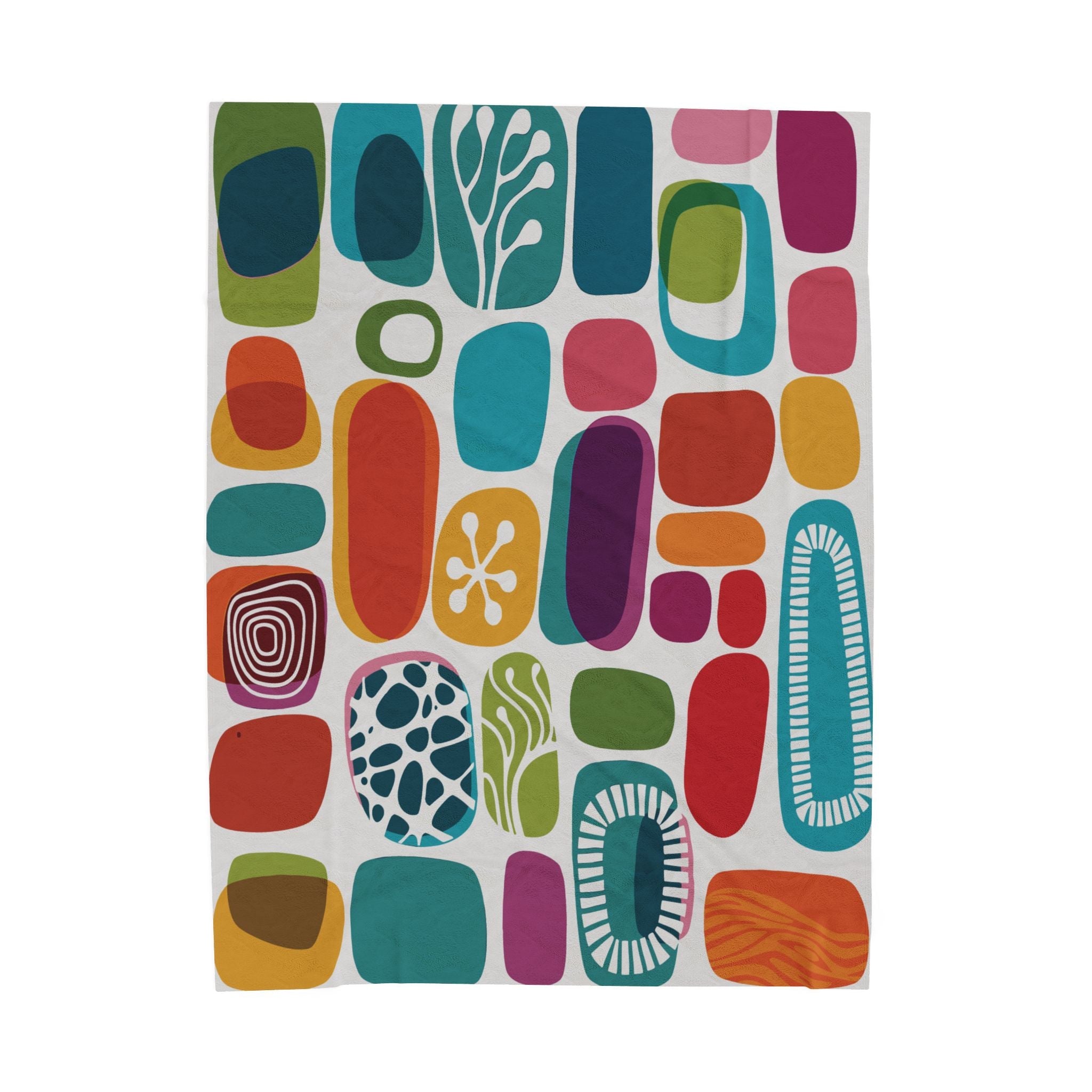 Kate McEnroe New York Retro Mid Century Modern Throw Blanket, 1950s Mid Mod Amoeba, Geometric Abstract Velveteen Minky BlanketBlankets18974639723243815997