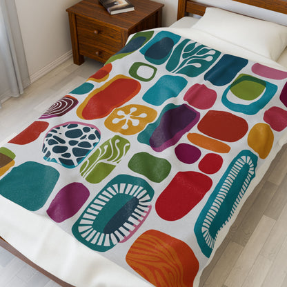 Kate McEnroe New York Retro Mid Century Modern Throw Blanket, 1950s Mid Mod Amoeba, Geometric Abstract Velveteen Minky BlanketBlankets18974639723243815997