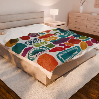 Kate McEnroe New York Retro Mid Century Modern Throw Blanket, 1950s Mid Mod Amoeba, Geometric Abstract Velveteen Minky BlanketBlankets18974639723243815997
