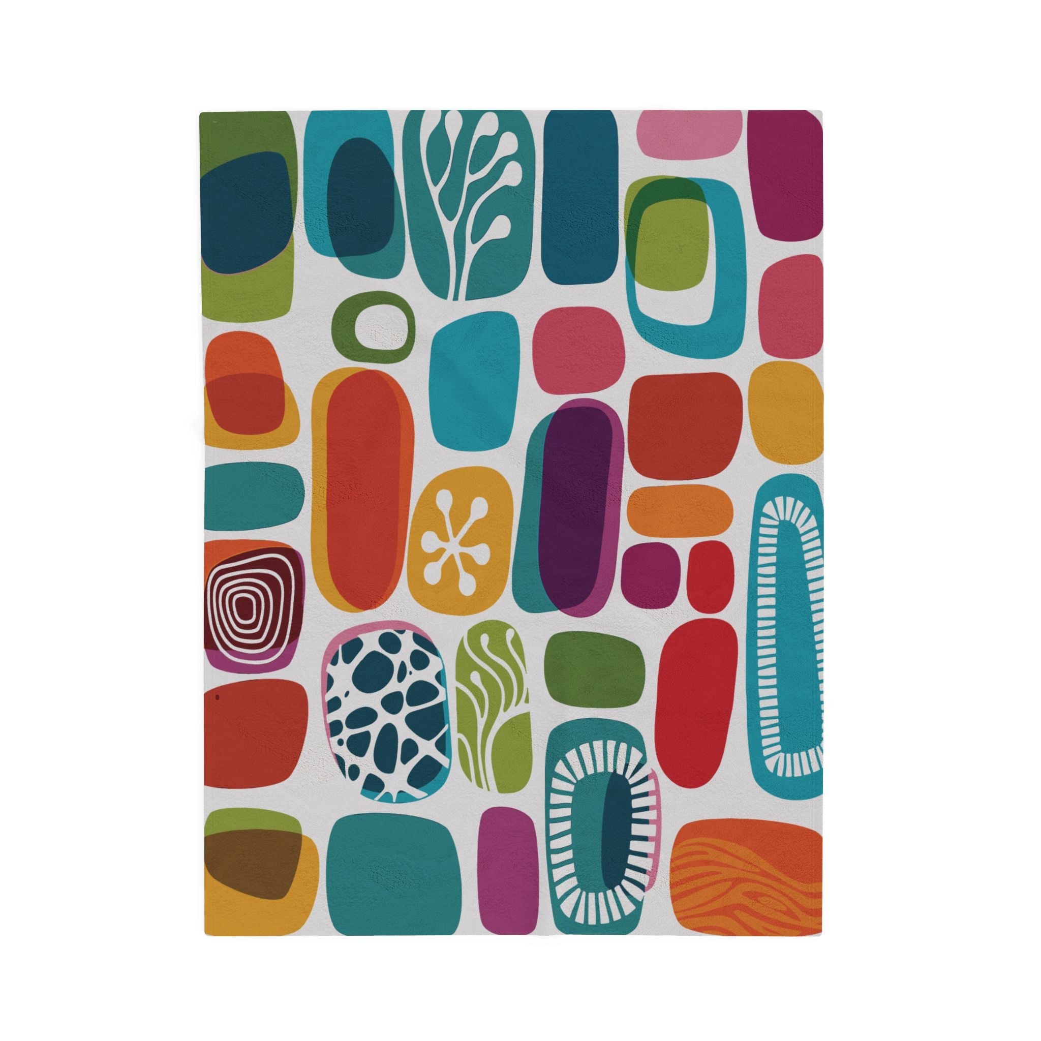 Kate McEnroe New York Retro Mid Century Modern Throw Blanket, 1950s Mid Mod Amoeba, Geometric Abstract Velveteen Minky BlanketBlankets22612682429659377919