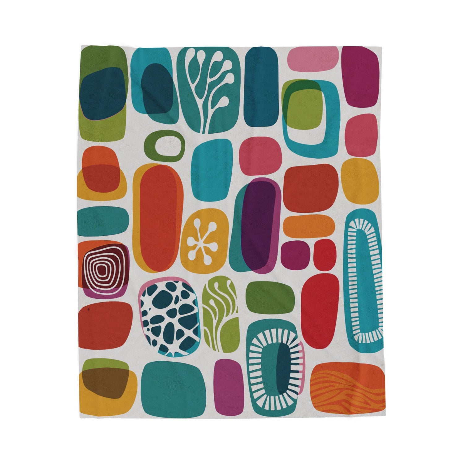 Kate McEnroe New York Retro Mid Century Modern Throw Blanket, 1950s Mid Mod Amoeba, Geometric Abstract Velveteen Minky BlanketBlankets22661360218390086900