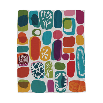 Kate McEnroe New York Retro Mid Century Modern Throw Blanket, 1950s Mid Mod Amoeba, Geometric Abstract Velveteen Minky BlanketBlankets22661360218390086900