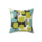 Kate McEnroe New York Retro Mid Century Modern Throw Pillow, MCM Teal, Lime Green, Gray, Cream Geometric Abstract Accent Pillow, Living Room Cushion, Retro HomeThrow Pillows21130741176970904019