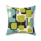 Kate McEnroe New York Retro Mid Century Modern Throw Pillow, MCM Teal, Lime Green, Gray, Cream Geometric Abstract Accent Pillow, Living Room Cushion, Retro HomeThrow Pillows21130741176970904019