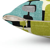 Kate McEnroe New York Retro Mid Century Modern Throw Pillow, MCM Teal, Lime Green, Gray, Cream Geometric Abstract Accent Pillow, Living Room Cushion, Retro HomeThrow Pillows21130741176970904019