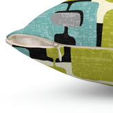 Kate McEnroe New York Retro Mid Century Modern Throw Pillow, MCM Teal, Lime Green, Gray, Cream Geometric Abstract Accent Pillow, Living Room Cushion, Retro HomeThrow Pillows21130741176970904019