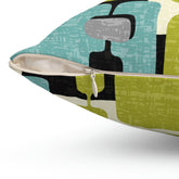 Kate McEnroe New York Retro Mid Century Modern Throw Pillow, MCM Teal, Lime Green, Gray, Cream Geometric Abstract Accent Pillow, Living Room Cushion, Retro HomeThrow Pillows21130741176970904019