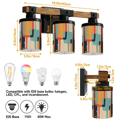 Kate McEnroe New York Retro Mid Century Modern Vanity Light, 60s Geometric Bathroom Fixture, MCM Abstract ShadeVanity Light Fixtures1HceFBIVQu