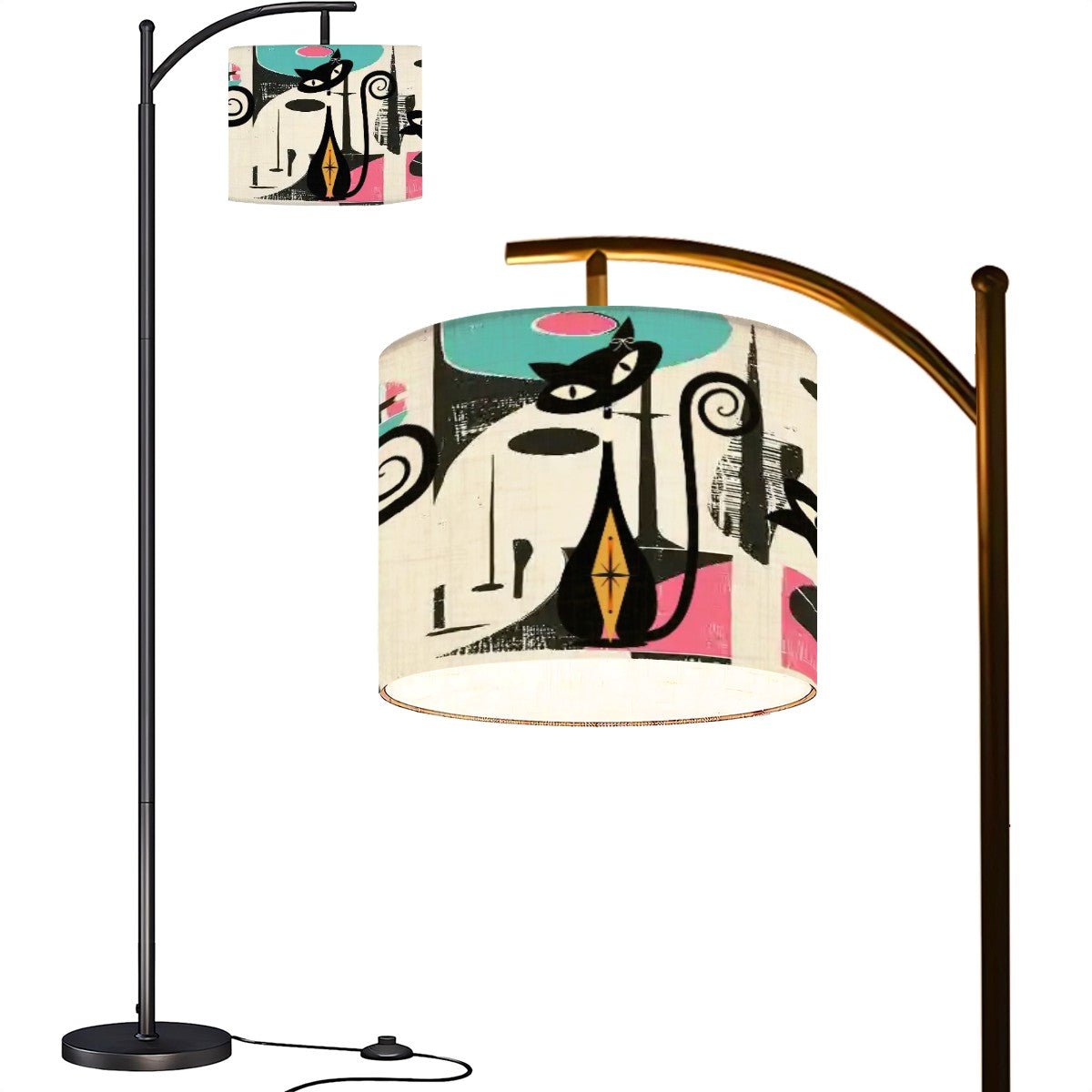 Kate McEnroe New York Retro Mid Mod Atomic Cat Abstract Arc Floor Lamp, MCM Artist&