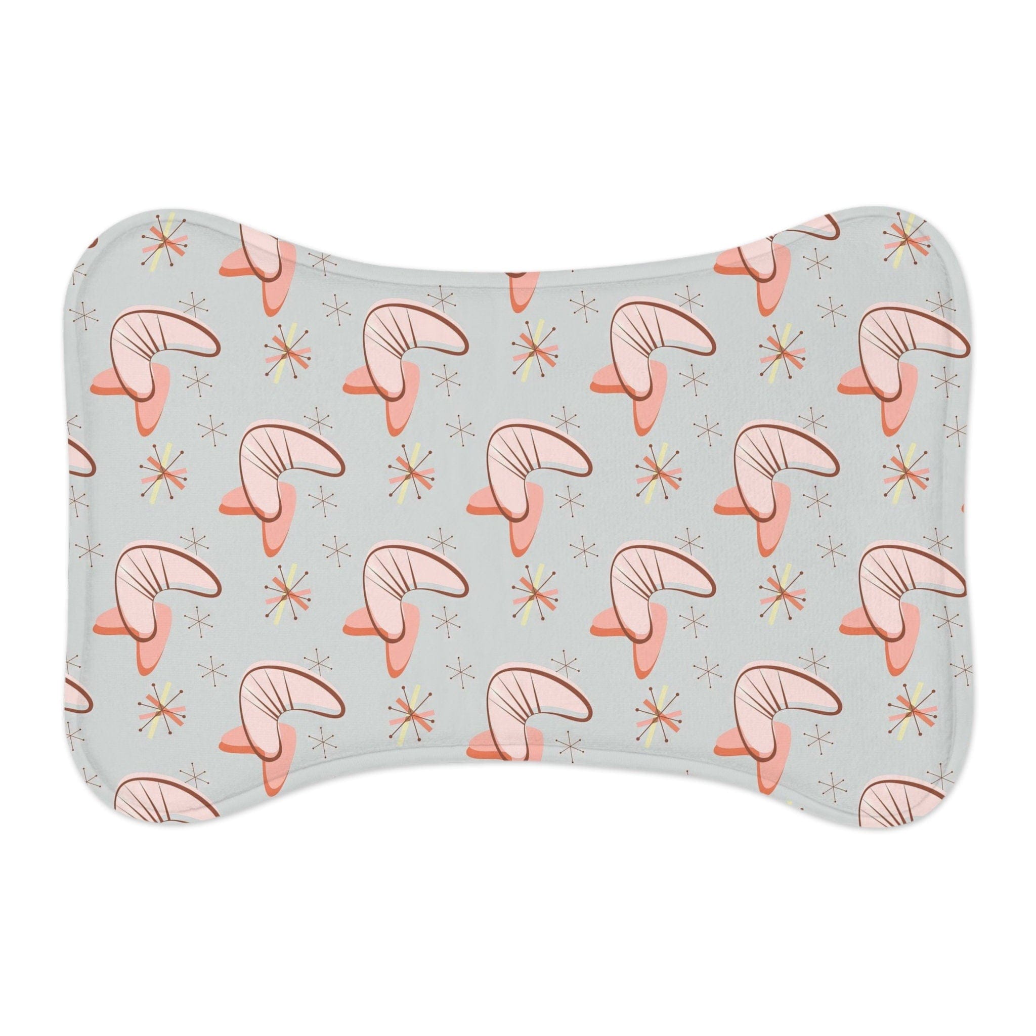 Kate McEnroe New York Retro Mid Mod Boomerang Starburst Pet Feeding Mat, Bone and Fish Shape Cat, Dog Non - Slip, Highly Absorbent Pad, Pet Lovers Gift - 127781923Pet Feeding Mats31917155412852758272