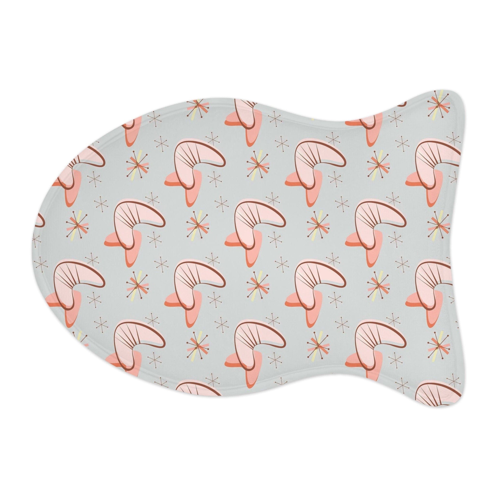 Kate McEnroe New York Retro Mid Mod Boomerang Starburst Pet Feeding Mat, Bone and Fish Shape Cat, Dog Non - Slip, Highly Absorbent Pad, Pet Lovers Gift - 127781923Pet Feeding Mats31917155412852758272