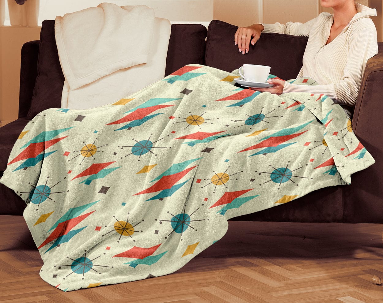 Kate McEnroe New York Retro Mid Mod Franciscan Starburst Velveteen Minky BlanketBlankets20387028036962785679