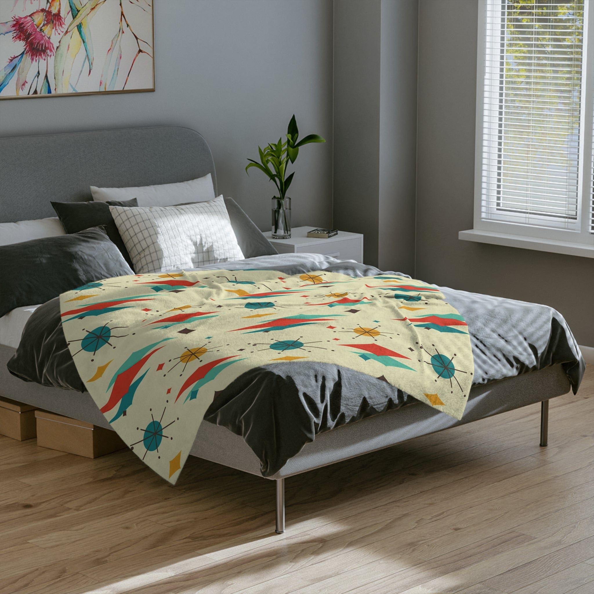 Kate McEnroe New York Retro Mid Mod Franciscan Starburst Velveteen Minky BlanketBlankets67061811677674161448