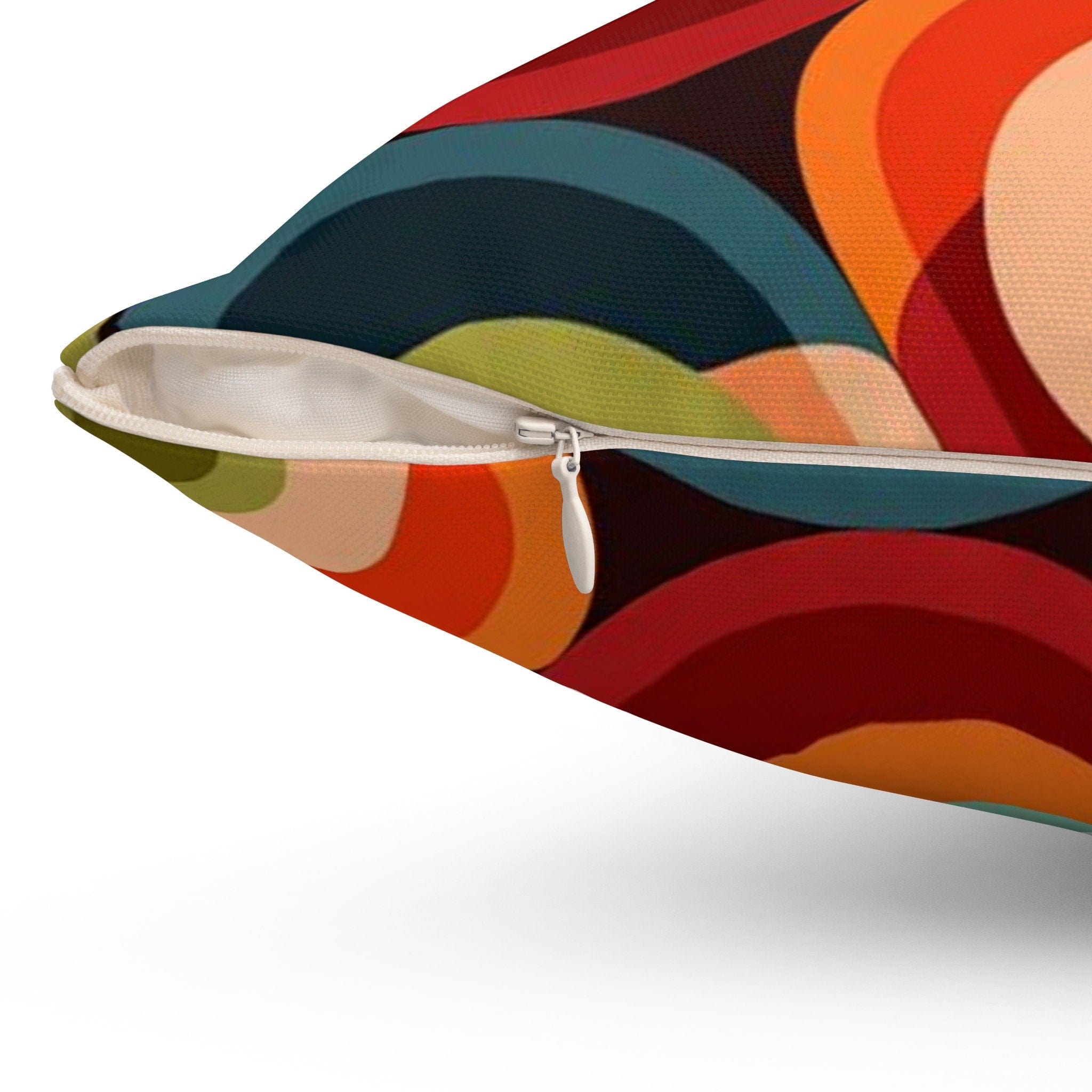 Kate McEnroe New York Retro Mid Mod Geo - Psychedelic Circles Throw Pillow, MCM Teal Orange, Yellow, Red Abstract Living Room, Bedroom Accent Pillow - 131282623Throw Pillows26154032508783369027