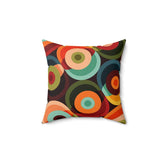 Kate McEnroe New York Retro Mid Mod Geo - Psychedelic Circles Throw Pillow, MCM Teal Orange, Yellow, Red Abstract Living Room, Bedroom Accent Pillow - 131282623Throw Pillows26154032508783369027