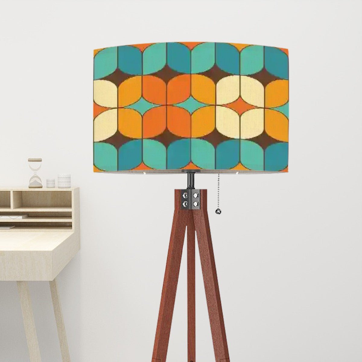Kate McEnroe New York Retro Mod 60s Drum Lampshade, Mid Century Modern Teal Orange Geometric Light CoverLamp ShadesjJ4rwq53Xc