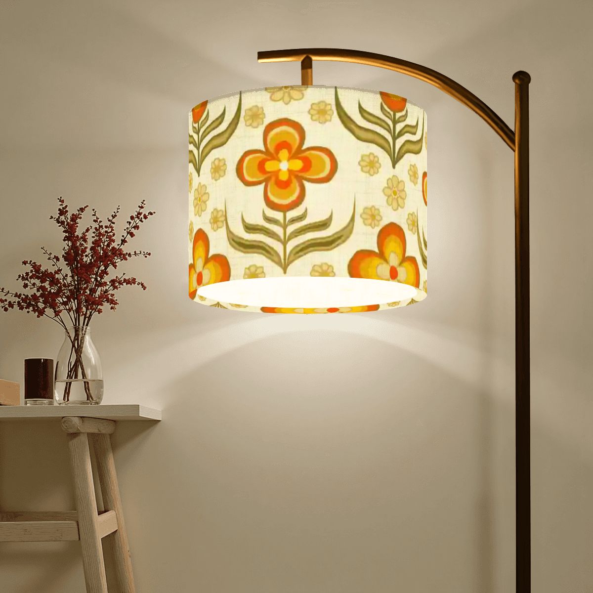 Kate McEnroe New York Retro Mod 70s Floral Arc Floor Lamp, Mid Century Modern Lighting AccentArc Floor LampsWCVgSOOAK6