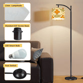 Kate McEnroe New York Retro Mod 70s Floral Arc Floor Lamp, Mid Century Modern Lighting AccentArc Floor LampsWCVgSOOAK6