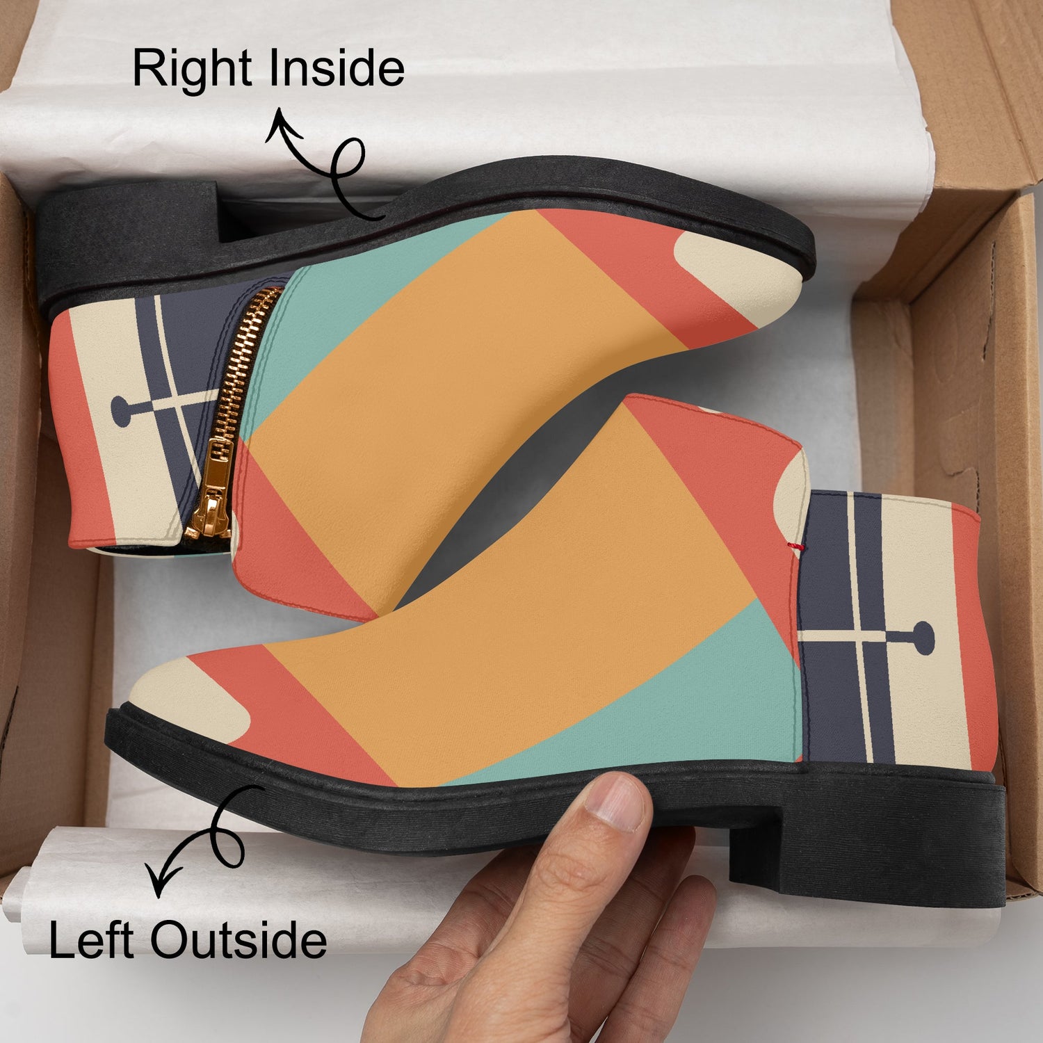 Kate McEnroe New York Retro Mod Color Block Ankle Boots, MCM Geometric Women&