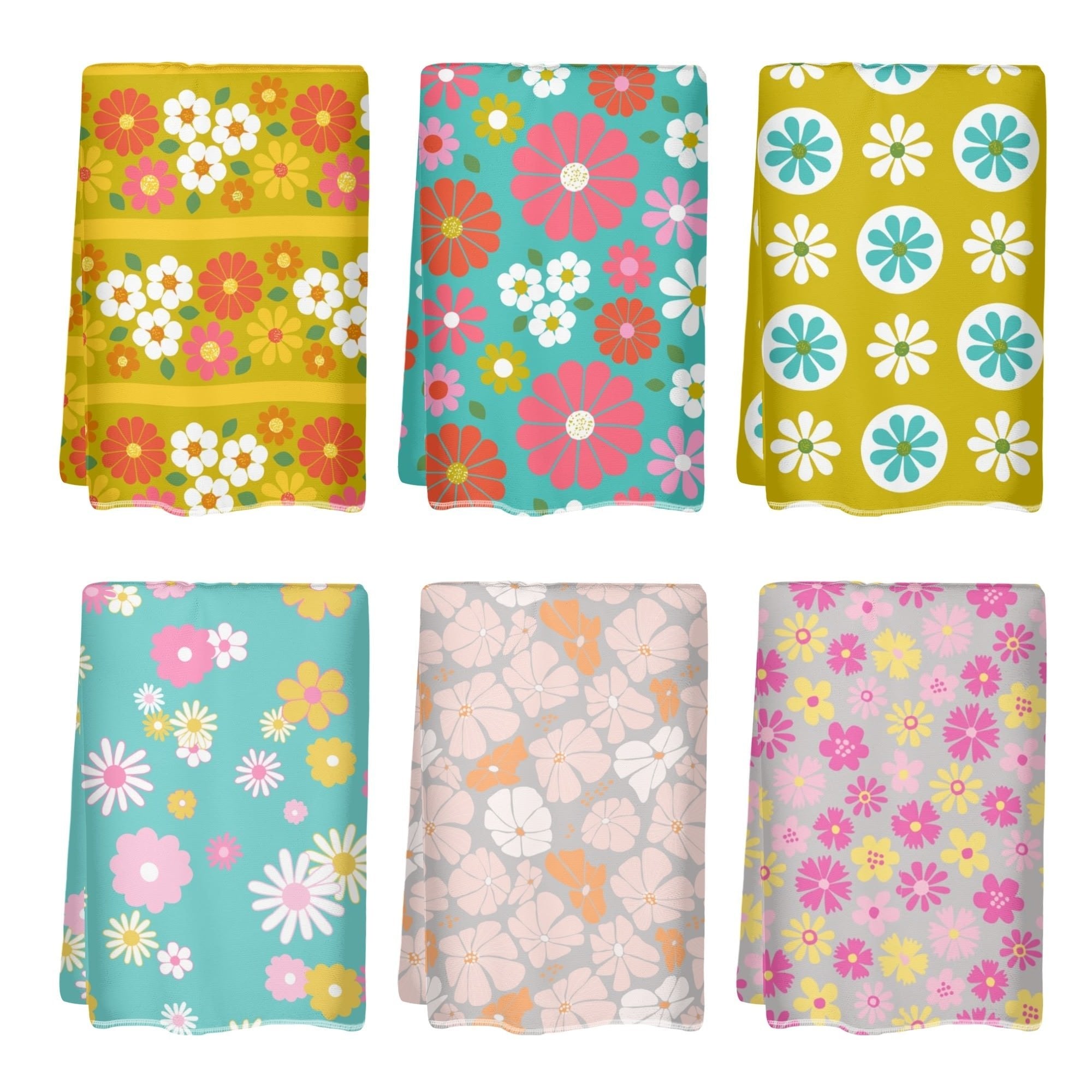 Kate McEnroe New York Retro Mod Floral Hand Towels, Mid Century Modern 60s Kitsch Bathroom Decor, Groovy Daisy TowelsHand TowelsNRQ5G87Y - 1
