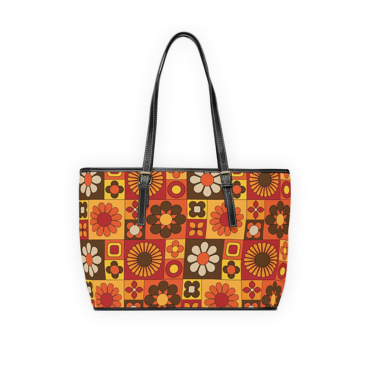 Kate McEnroe New York Retro Mod Floral Tote Bag, Mid Century Modern 70s Patchwork Handbag, Groovy Kitsch Flower PurseTotes27934105427863191126