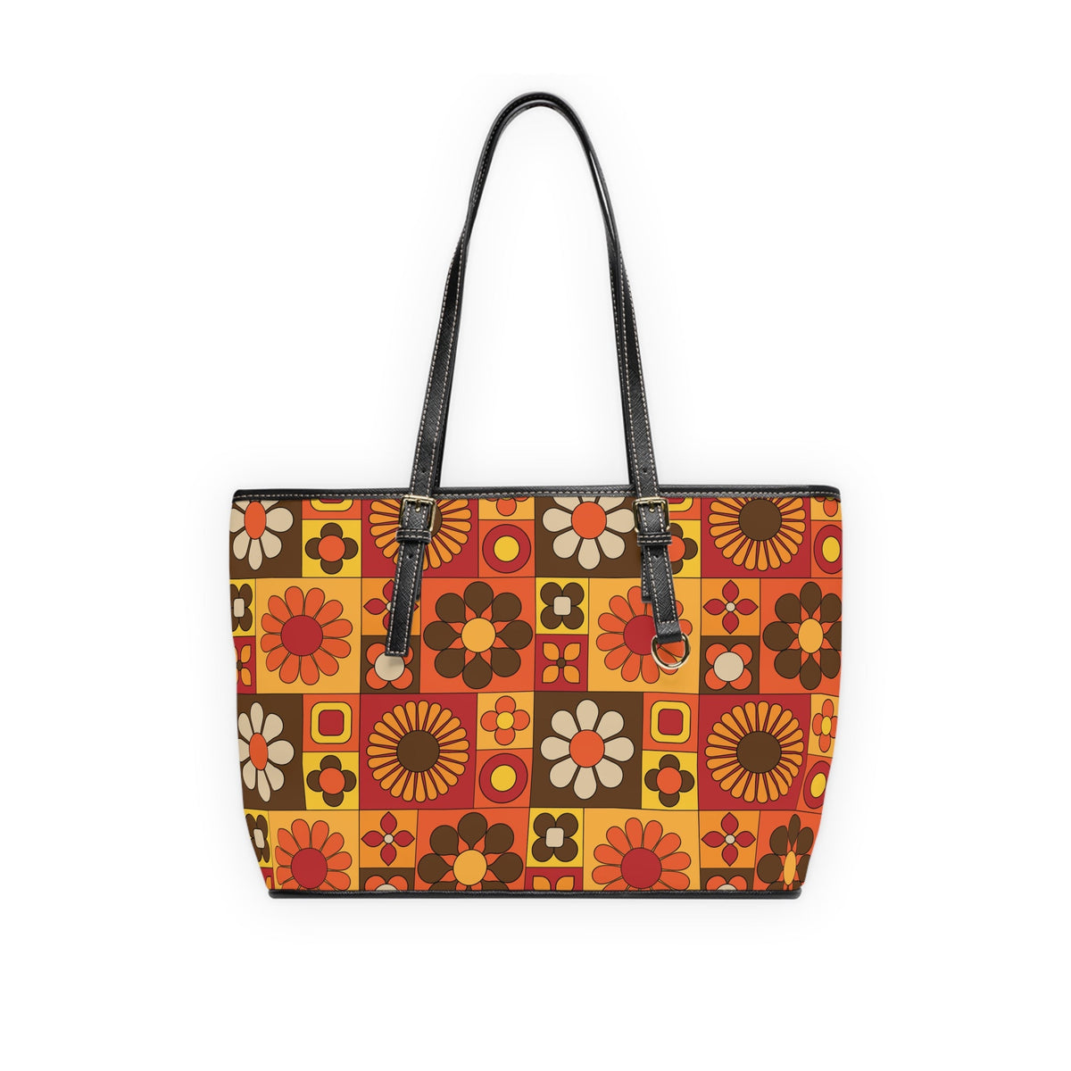 Kate McEnroe New York Retro Mod Floral Tote Bag, Mid Century Modern 70s Patchwork Handbag, Groovy Kitsch Flower PurseTotes27934105427863191126